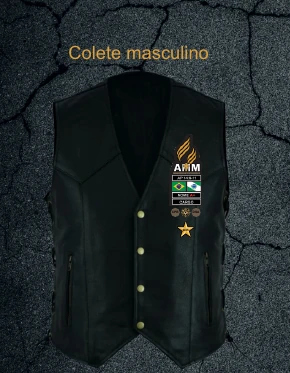 Colete preto masculino oficial do AMM Brasil MC